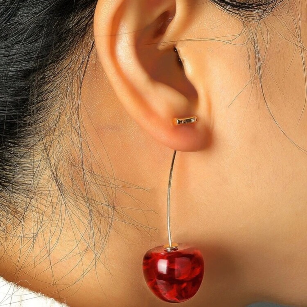 Red Cherry Drop Earrings